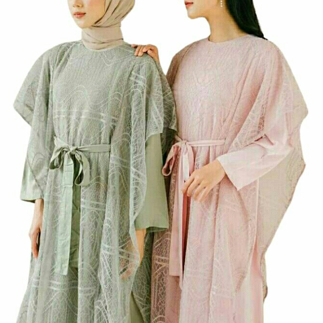 New Kaftan Premium Alysa Rubylicious, Busana Muslim Material Rayon Mix Brocade, Bahan Adem dan Tidak