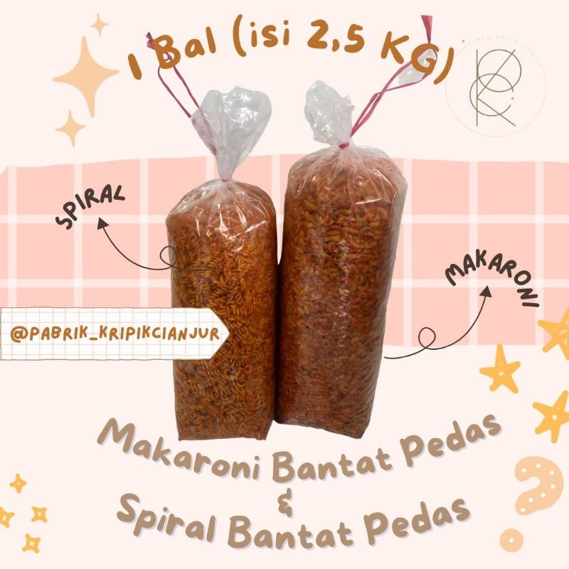 

Makaroni bantat dan Makaroni Spiral super pedes 1bal 2,5kg