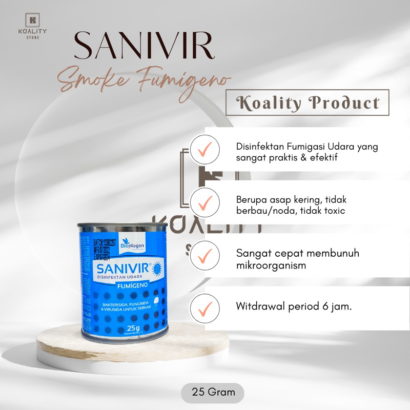 SANIVIR FUMIGENO SMOKE 25gram Disinfektan untuk fumigasi yang sangat kuat kombinasi gol.phenol sinte