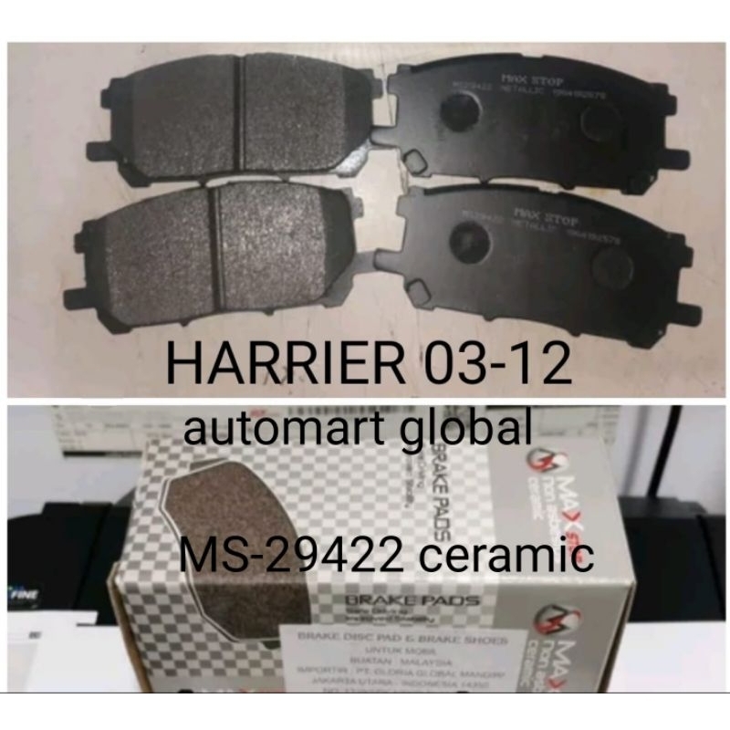 Brake pad kampas rem depan Toyota Harrier 03-12 MAXSTOP