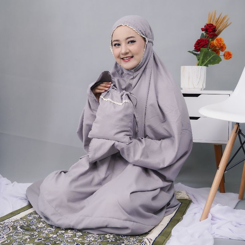 Mukena terusan traveling polos dewasa