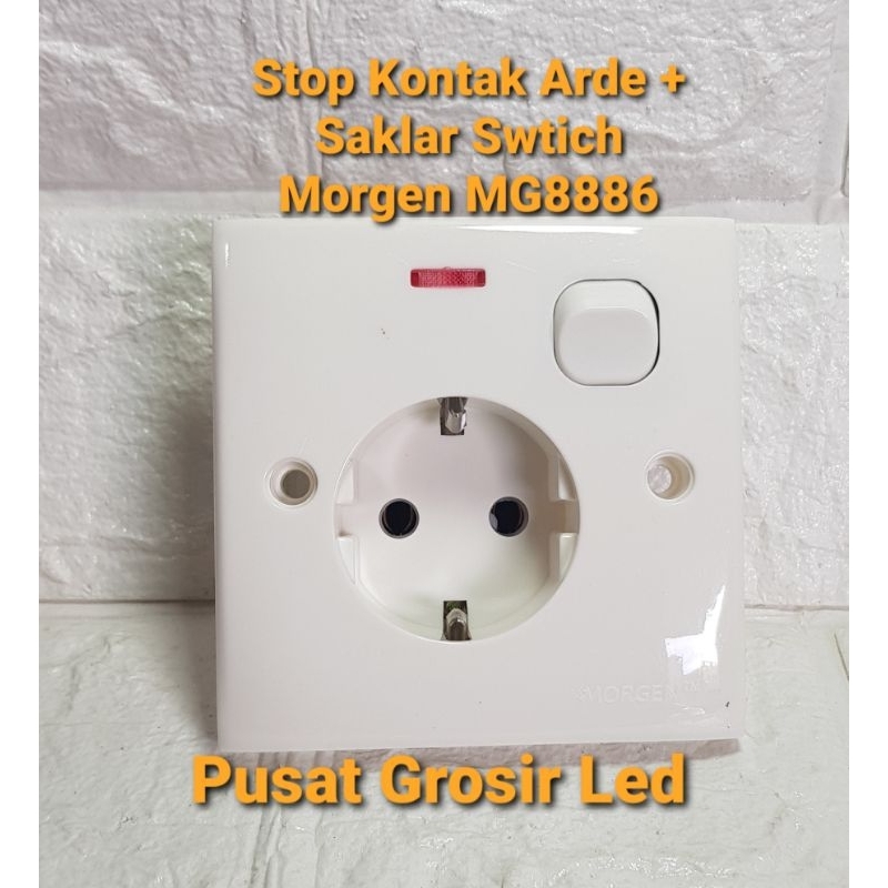 Stop Kontak IB Arde + Saklar Switch + Lampu Indikator Morgen MG 8886