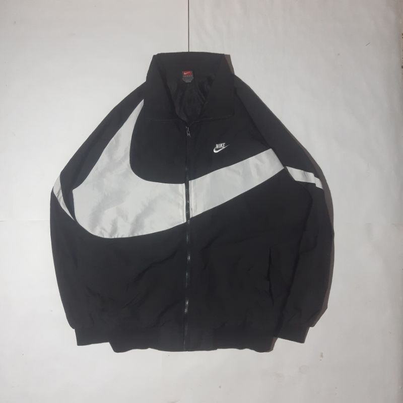 Vintage Jaket/Jacket Windbreaker 80s Nike Big Swoosh Black White Colorblock