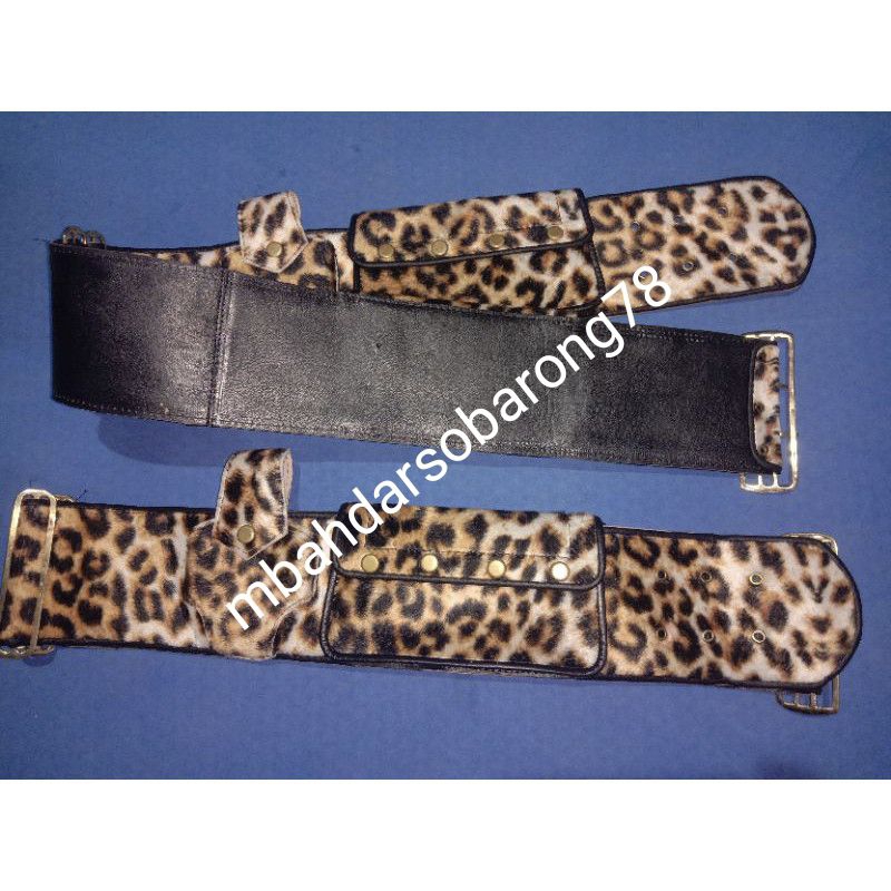 Sabuk othok kulit motif macan / Sabuk bopo / Sabuk pawang / Sabuk warok uk. 11 cm