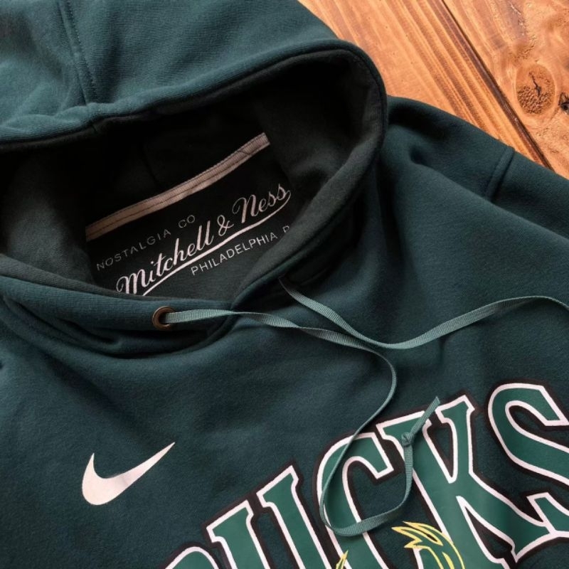 HOODIE JAKET NIKE x MITCHELL&amp;NESS BUCKS GREEN FULLTAG &amp; LABEL