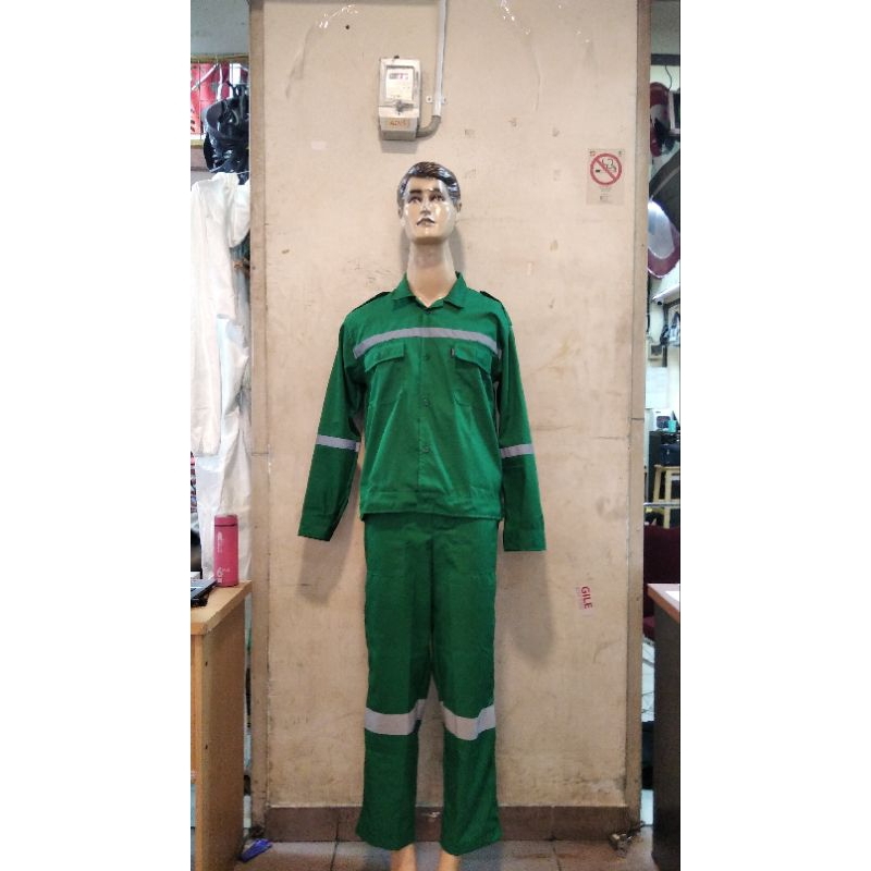 BAJU CELANA SETELAN SAFETY LENGAN PANJANG WARNA HIJAU