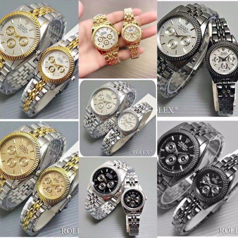 Jam Tangan Couple Rolex Konbinasi Strap Rantai (Dikirim Dari Jakarta)