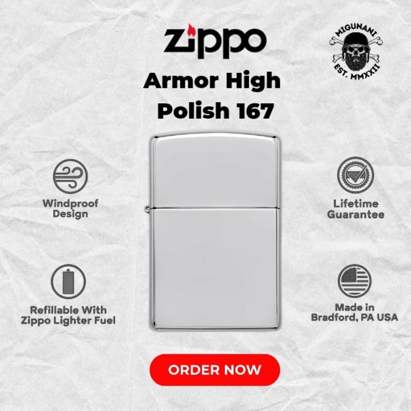Korek Zippo Armor High Polish 167 Made In USA Original