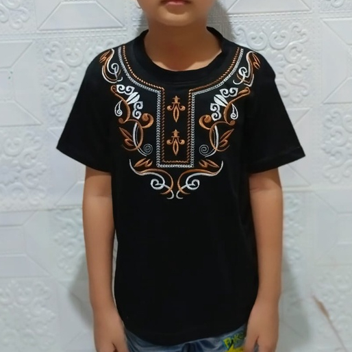 Baju atasan kaos KOKO RAMADHAN anak cowok lengan pendek full BORDIR 1-12Tahun Uk.S.M.L.XL.2XL.3XL HI