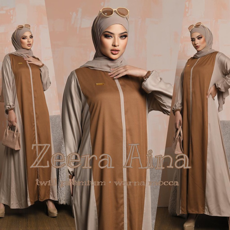 Daster Arab Zeera AINA Maxi Dress Gamis Twill Premium