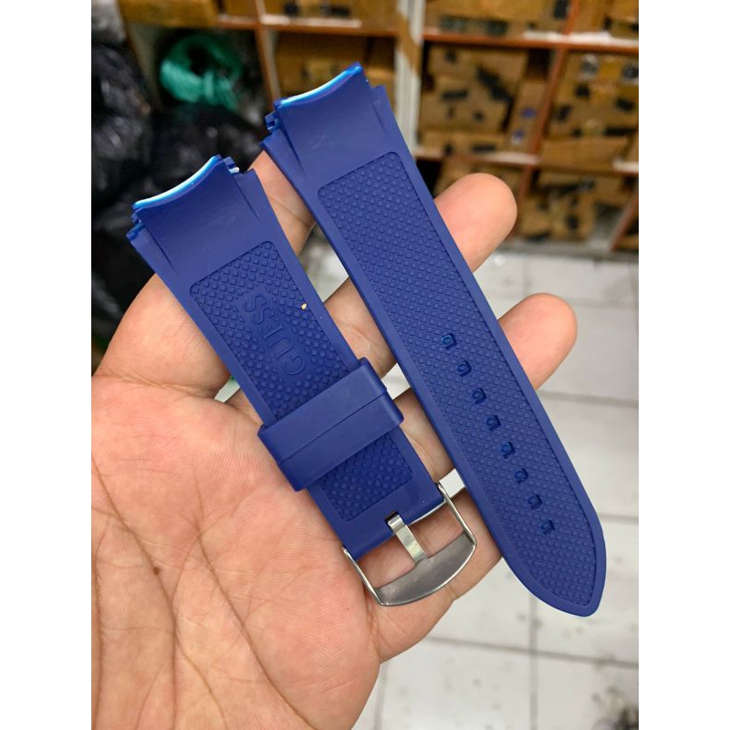 Strap Tali jam Tangan Guess rubber biru buckle 22mm