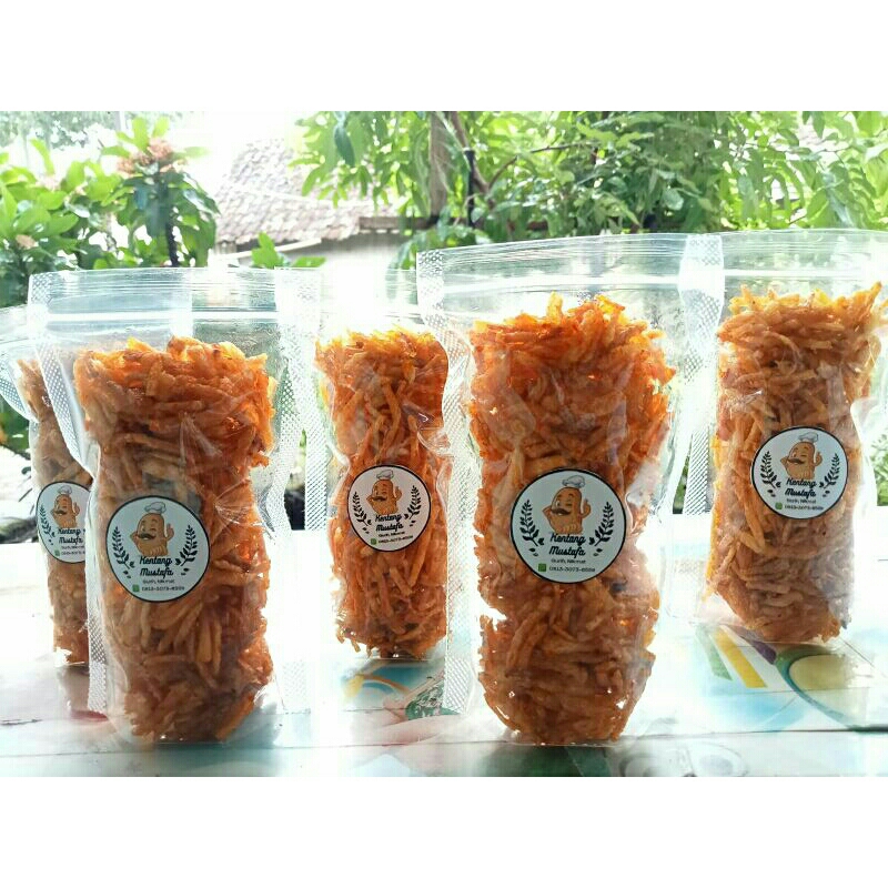 

kentang mustofa kentang frozen kentang kriuk pedas manis camilan sehat ( 50 g )