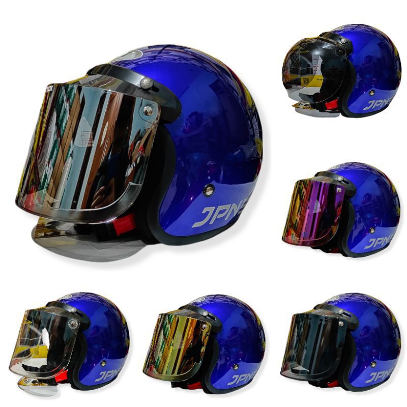 HELM BOGO JPN RETRO BIRU GLOSSY