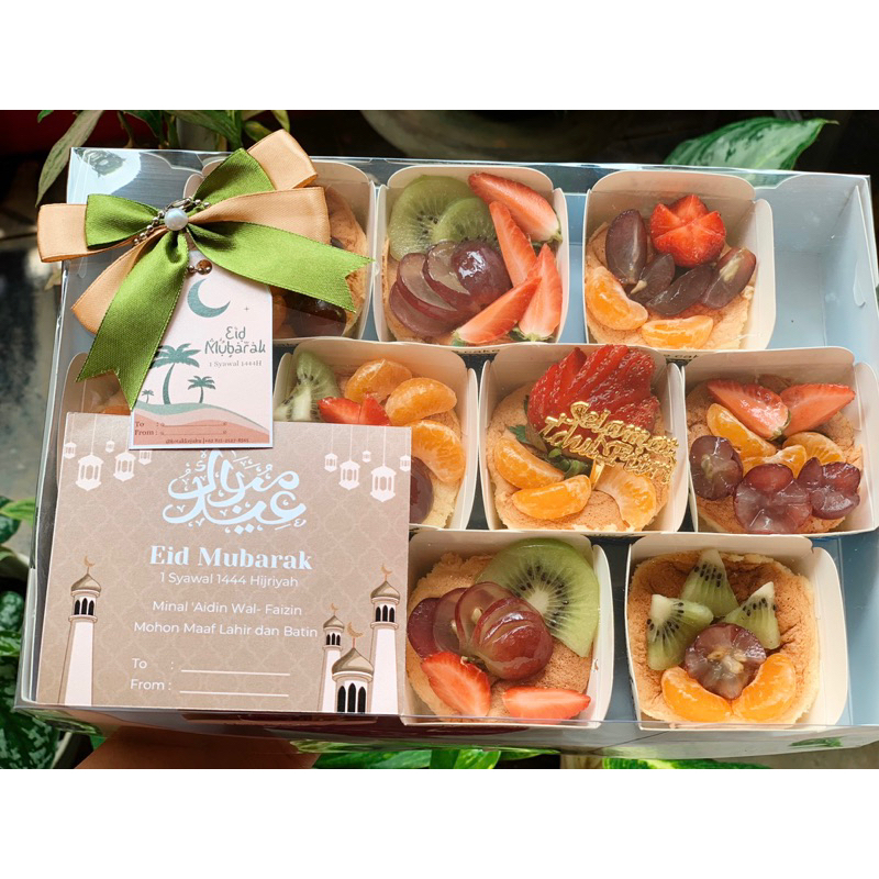 

hampers lebaran eid mubarak idulfitri cotton cheesecake (12cup) free toping dos cantik topper birthday