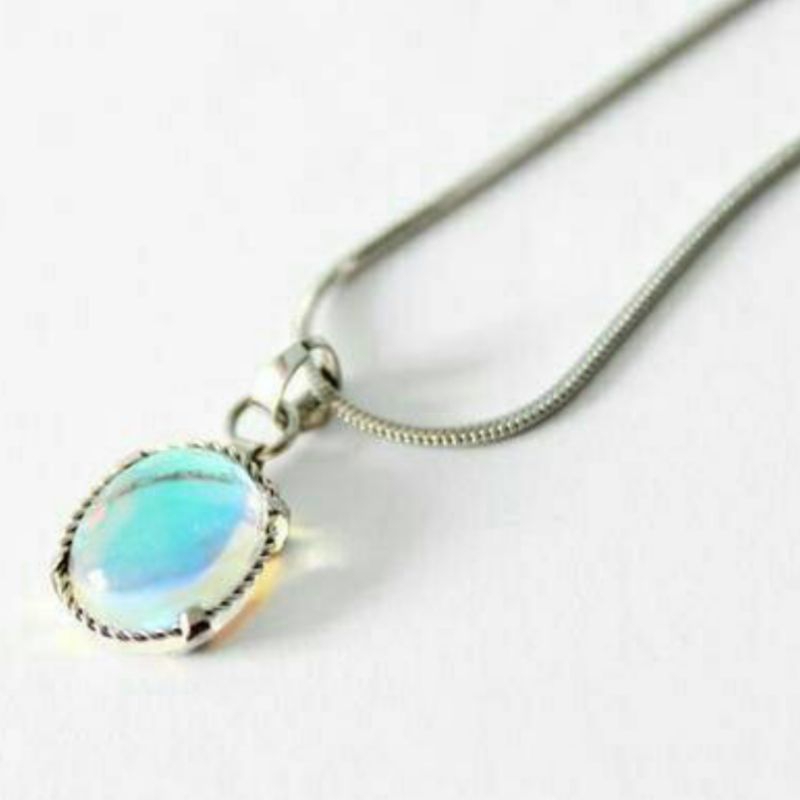 Kalung Wanita Liontin Batu Kalimaya Stainless Steel