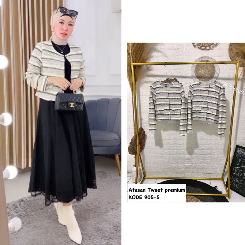 Blazer Tweed vshop Crop Bella Blazer Fashion Blazer Bangkok Crop Tweed rajut