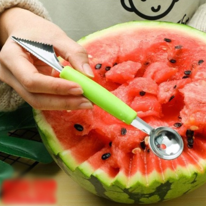 Kerokan Buah Bulat 2in1 Kerokan Blewah Kelapa Melon Parutan Buah Cocktail Semangka Skop Buah Stainless Steel