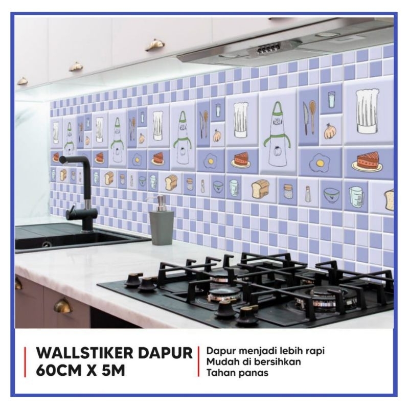 WALLSTIKER DINDING DAPUR UNGU MURAH 60CM X 5M