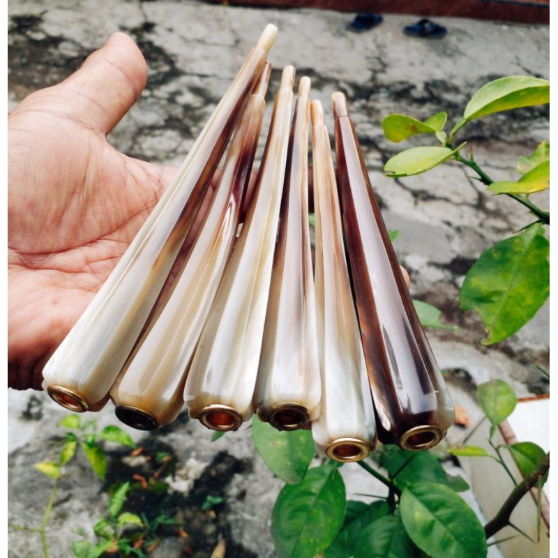 Once pipa rokok tanduk sapi model blimbing/15 cm/lubang multi/kualitas istimewa