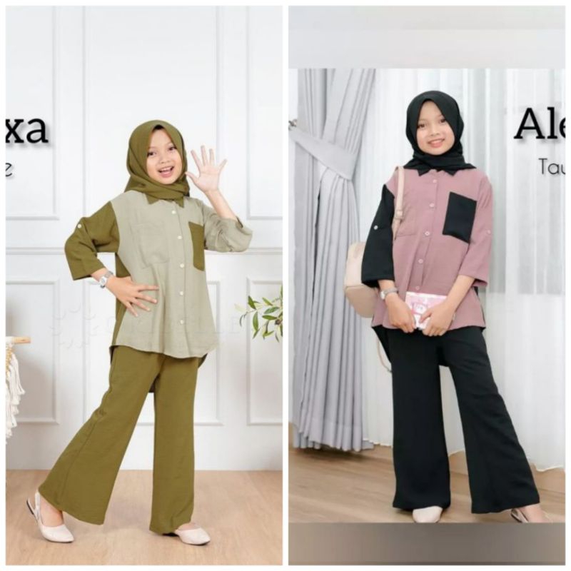 TERBARU ONE SET ANAK PEREMPUAN 10-12 TAHUN ALEXA SET+JILBAB/SETELAN ANAK TERLARIS/SETELAN ANAK PEREMPUAN TERBARU/SETELAN ANAK KOREAN STYLE/SETELAN ANAK TANGGUNG/SETELAN ANAK KEKINIAN/SETELAN ANAK 2023/FASHION KOREAN STYLE