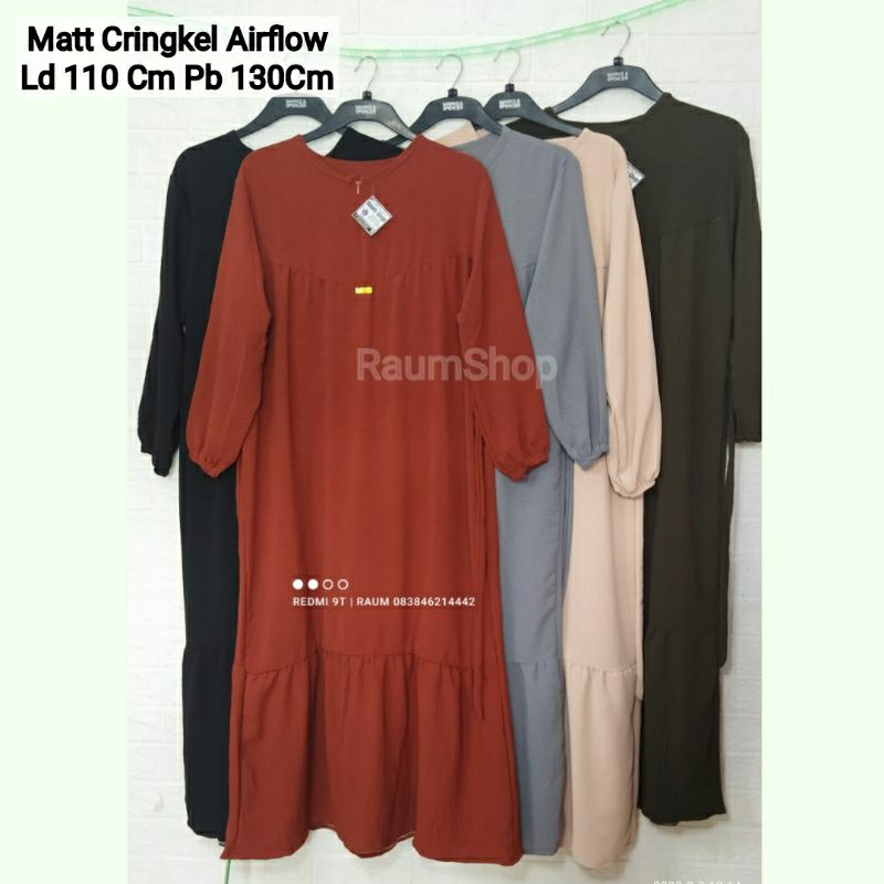 ZOYA Gamis Wanita Cringkel Airflow Susun Umpak Polos  Busui Fiendly Dress Princes Ala Nagita Slavina