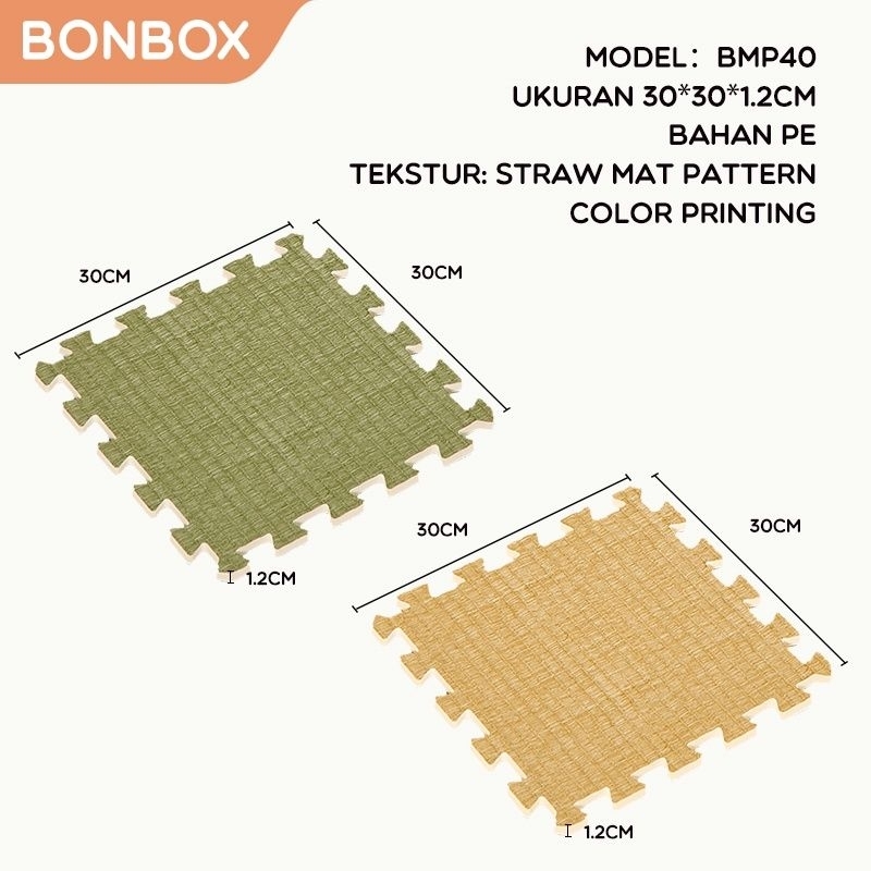 Bonbox BMP40 Puzzle Mat Playmat Alas Bermain Anak Motif Tikar Anyaman Bambu