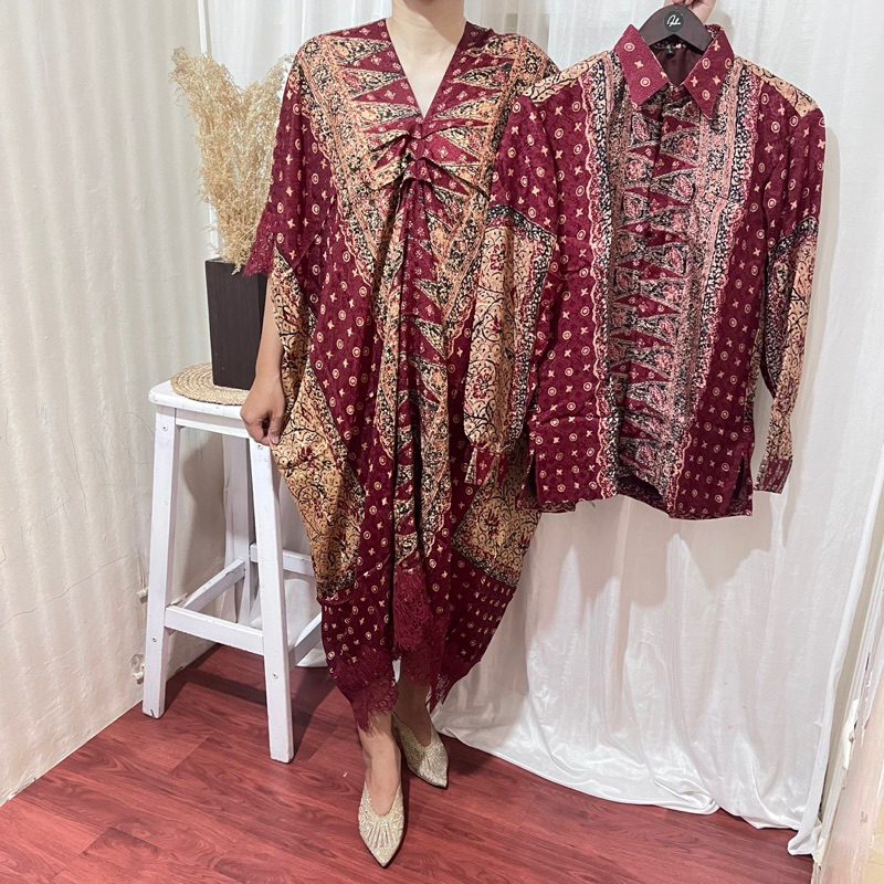 AiRa Batik _ COUPLE KAFTAN LACE &amp; KEMEJA (BAHAN VISCOSE)