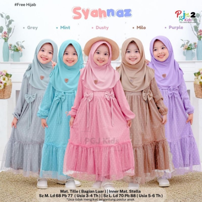 100% ORI Syahnaz dress set anak by PGJ Kids 2 / ukuran M L