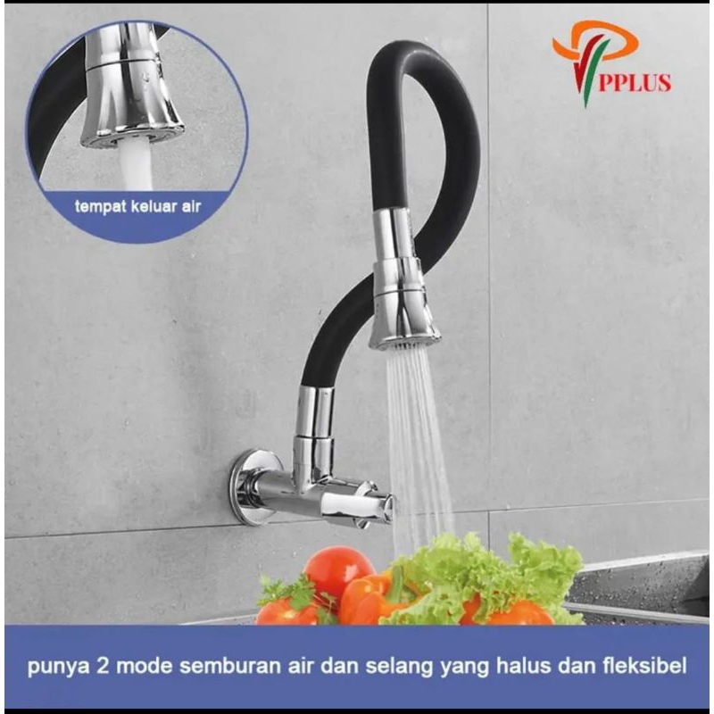 [ PPLUS ] Kran Serbaguna Kran Angsa Cuci Piring Dapur Fleksibel Multi Fungsi Tembok/ Kran Angsa Stainless SUS 304 Kamar Mandi 2 Mode