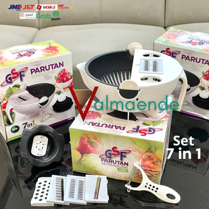 Parutan Serbaguna 7 in 1 Parutan Set GSF 7005 Alat Pemotong Sayur Buah Food Grade Chopper Multifungsi Cutter