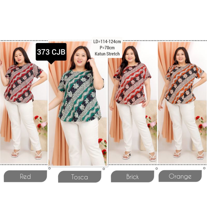 BIGSIZE BLOUSE BATIK 373 JUMBO XXL ATASAN WANITA KANTOR KERJA MURAH CEWEK PLUS CANTIK