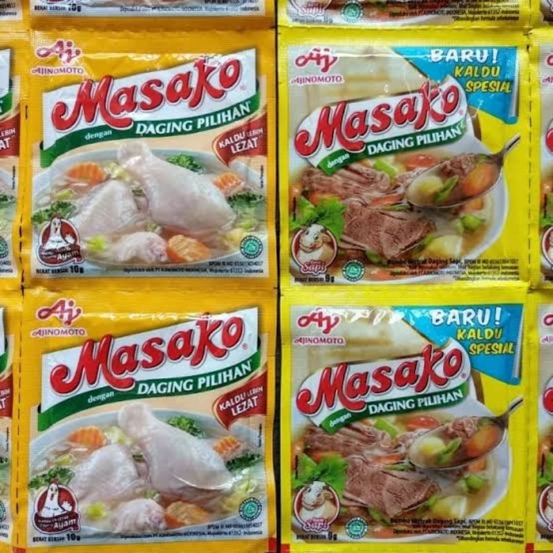 

MASAKO PENYEDAP BUMBU MASAKAN KALDU BUBUK SAPI DAN AYAM SACHET 9G 1 RENCENG 12 SACHET