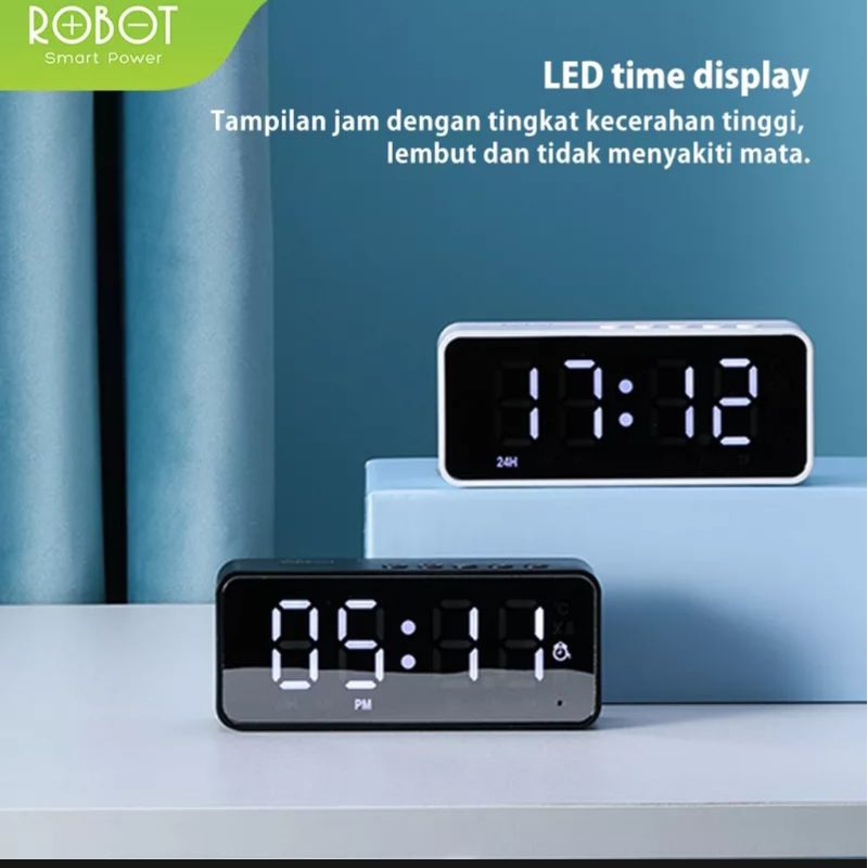 ROBOT RB150 Speaker Bluetooth 5.0 Alarm Led Indicator clock Suport Radio FM Original