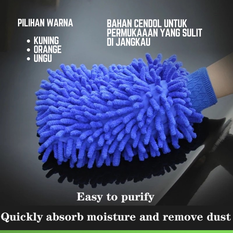 Sarung Tangan - Lap Tangan Cendol Microfiber Serbaguna Cuci Mobil Motor Micro Fiber 1 Sisi