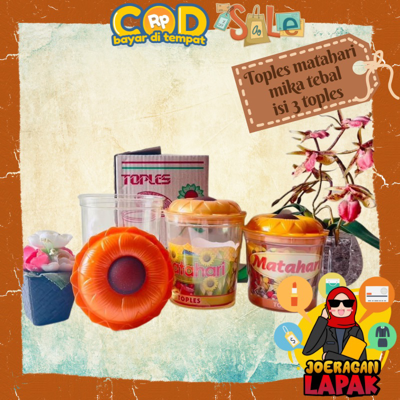 [JOERAGAN LAPAK] TOPLES BUNGA MATAHARI ISI 3 PCS PER SET MIKA TEBAL TEMPAT KUE JAJAN SNACK LEBARAN
