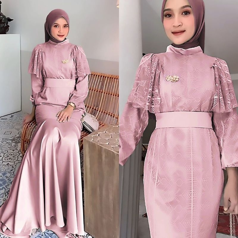 DRESS CELINNE , BRUKAT VELVET, GAMIS HIJAB MUSLIM , MAXY DRESS GAUN , 3 UKURAN