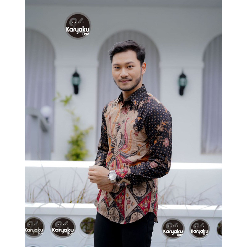 NEW Atasan Couple Tunik Batik Wanita Kemeja Batik Pria Lengan Panjang Exlusive - Motif Ayam Hijau