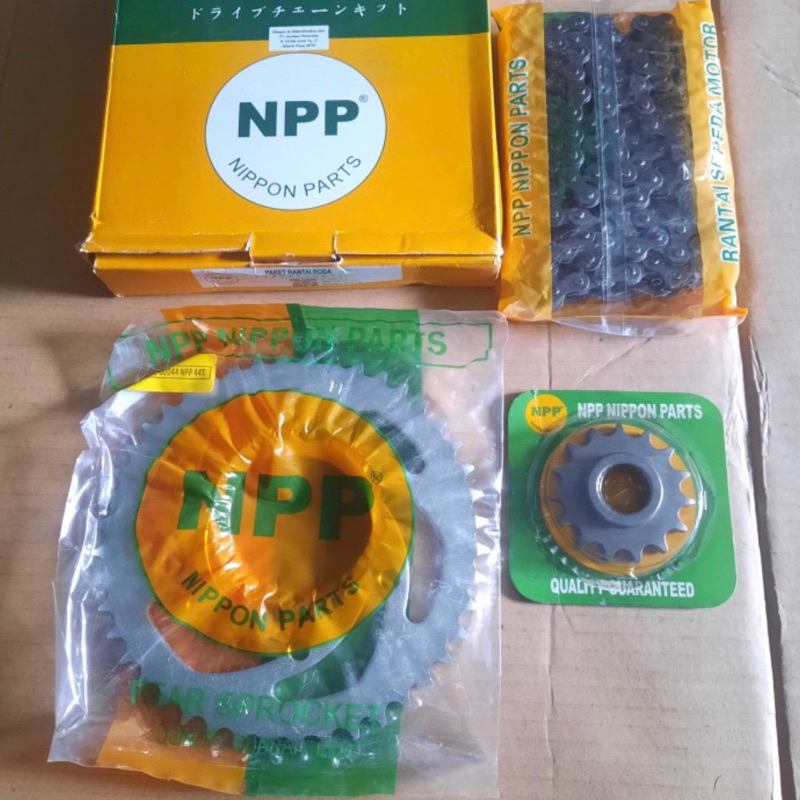 GEARSET PLUS RANTAI YAMAHA SCORPIO 15T - 44T - 118H MERK NPP