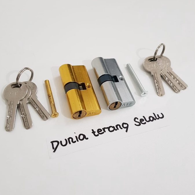 Silinder Kunci ATS Besar Kecil 60 mm As Kuningan Kunci Graji Biasa - Cilinder Kunci Pintu Lubang Besar 32 mm dan Kecil 28 mm - Cylinder Key with Brass Heart Simple Key ATS