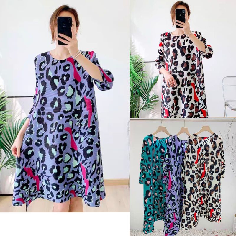 DRESS PLISKET LEOPARD  PREMIUM // DRESS PLISKET IMPORT PREMIUM // TERUSAN IMPORT PREMIUM // FASHION IMPORT PREMIUM BKK