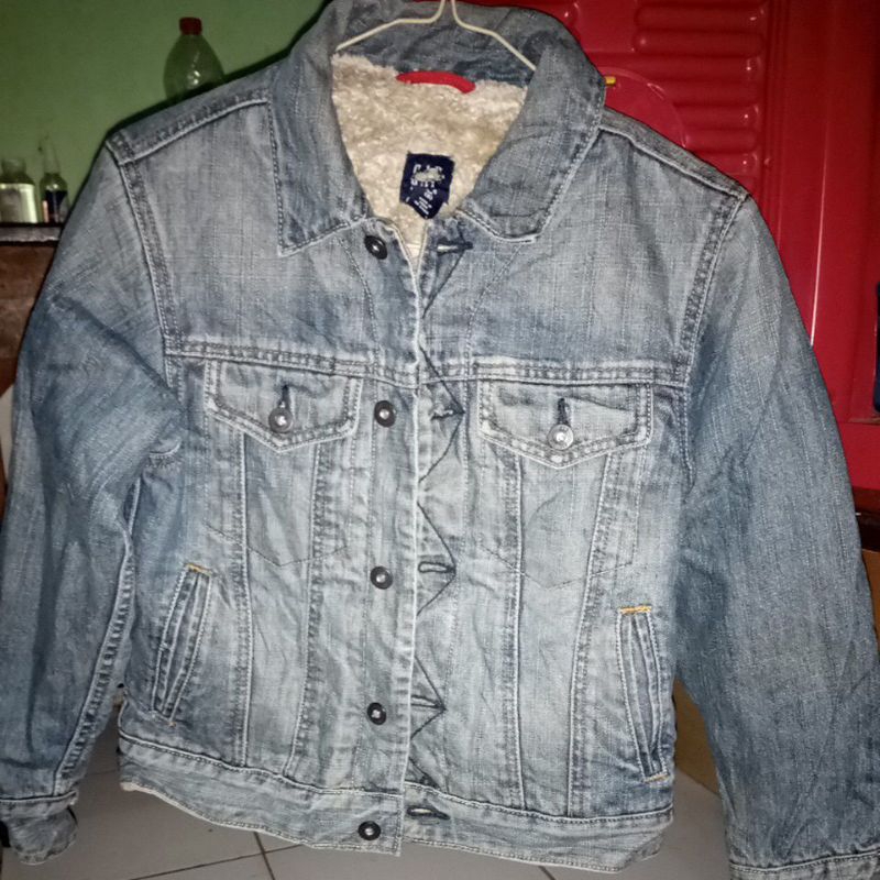Jaket jeans Sherpa GAP kids second