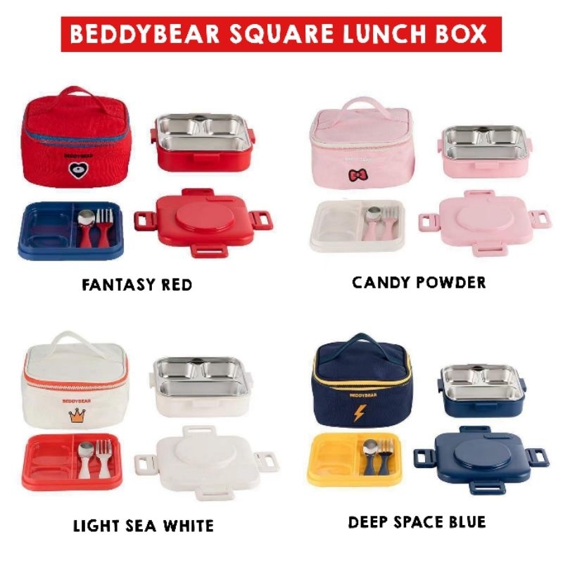 BeddyBear Lunch Box with Spoon + Fork and Thermal Bag / Kotak Makan Anak Bayi Lengkap Sendok Garpu Tas