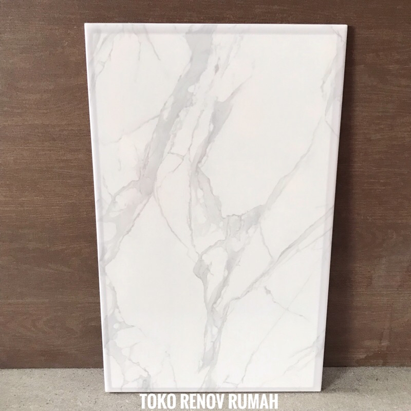 keramik dinding 25x40 putih motif carara (glossy)/ keramik dinding kamar mandi/ keramik dinding marm