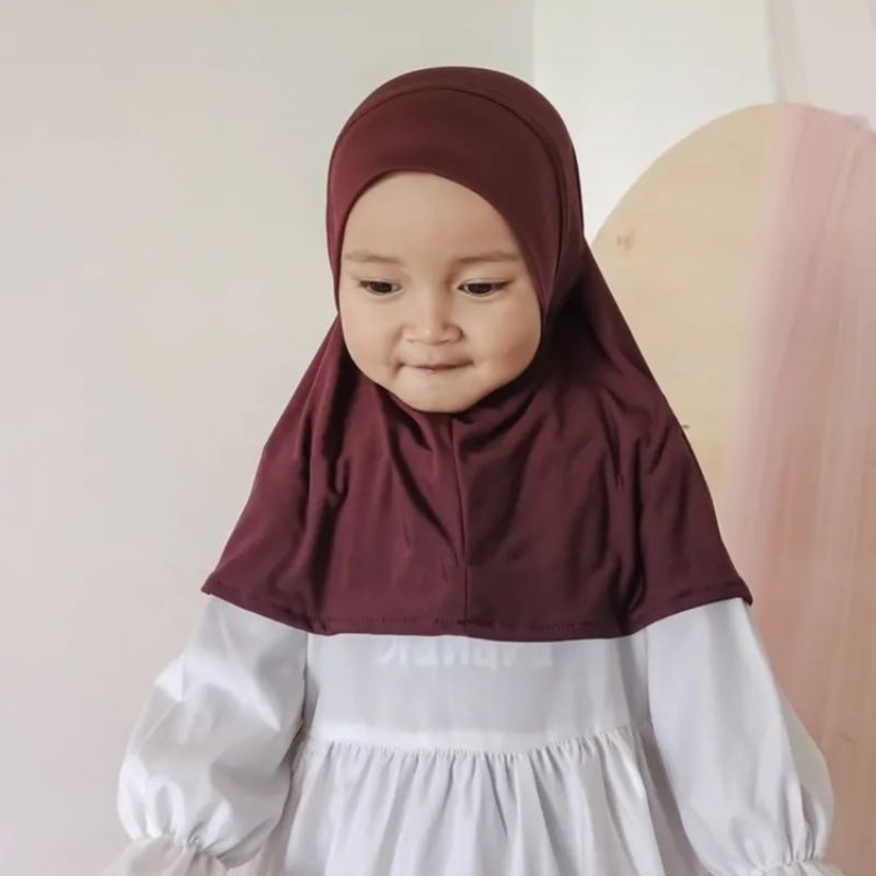 Hijab Instan Anak Softpad Jersey Umur 0 - 4 Tahun