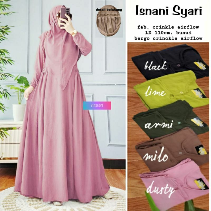 Baju gamis wanita isnani syar'i by vinstore