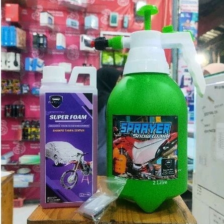 paket sprayer salju dan shampo touchles 1liter