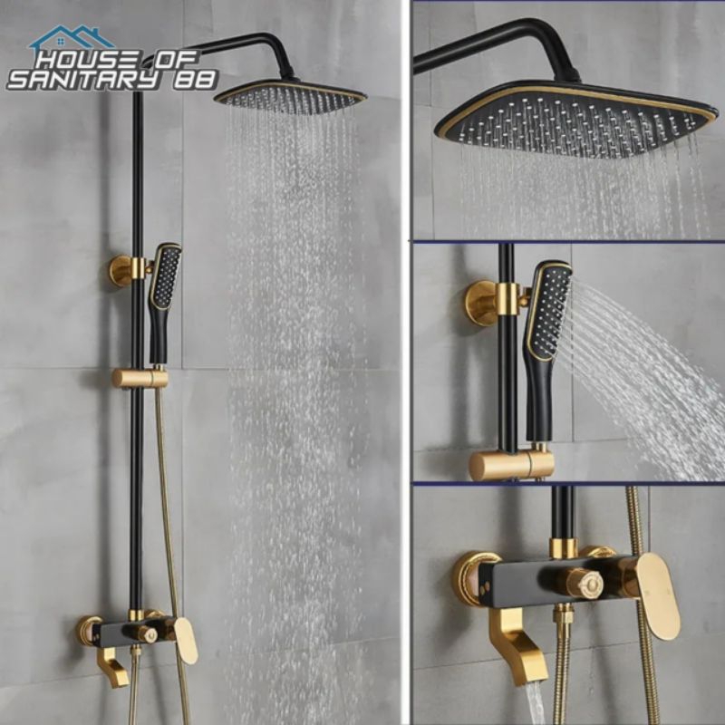 Shower tiang panas dingin BLACK GOLD Shower set coulomn panas dingin kran samping