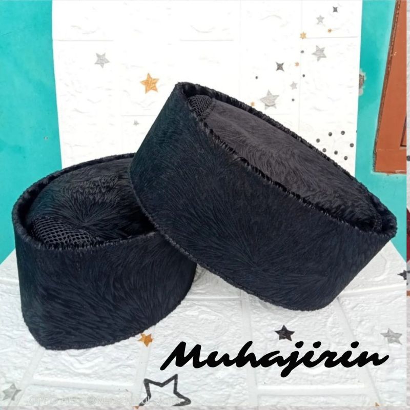 peci songkok jaring hitam motif bulu keren / peci kopiah viral peci santri peci goni