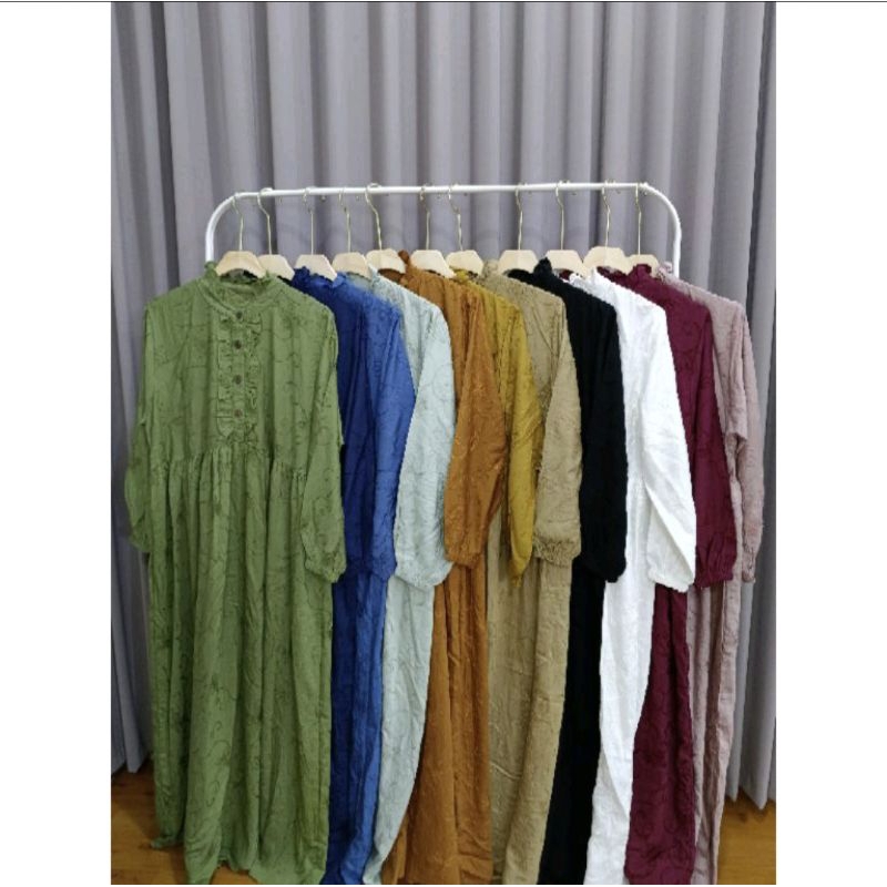 Baju Gamis Muslimah Lebaran Polo Linen N5861
