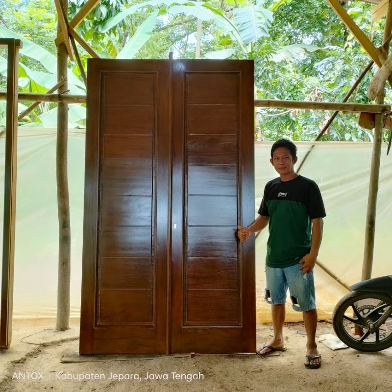 pintu utama rumah minimalis kayu jati mebel Jepara